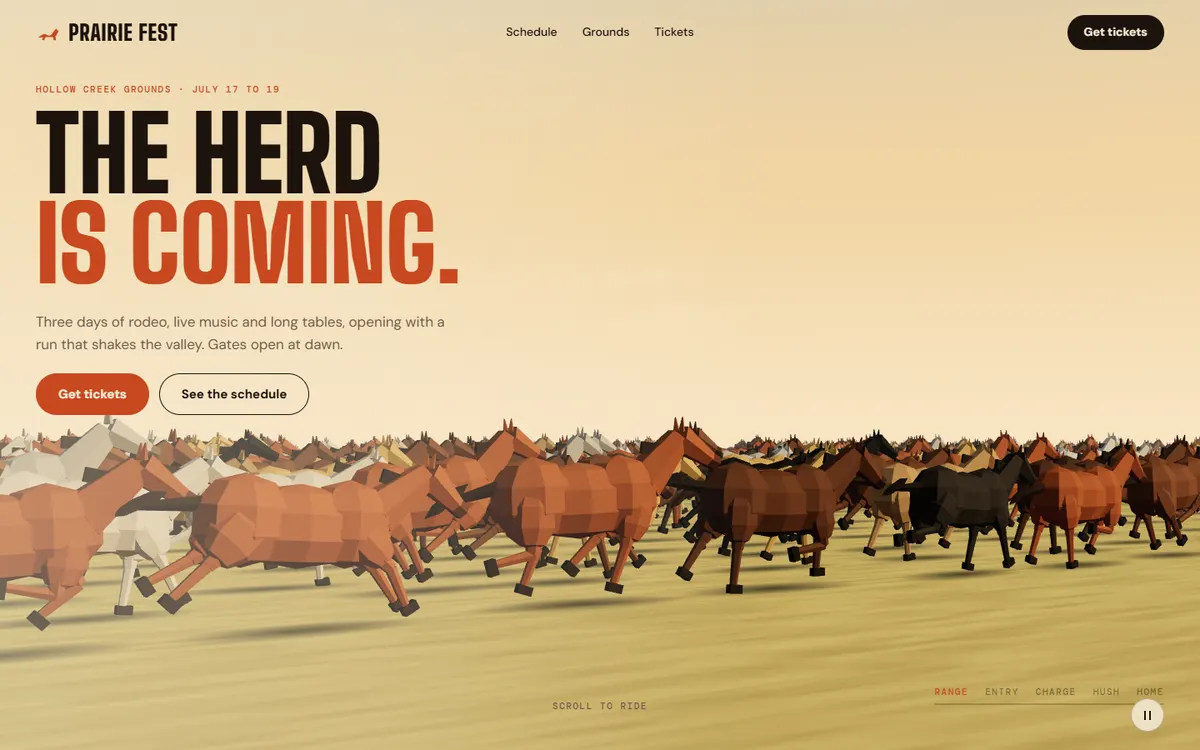 Prairie Fest Galloping Herd That Changes Formation website template