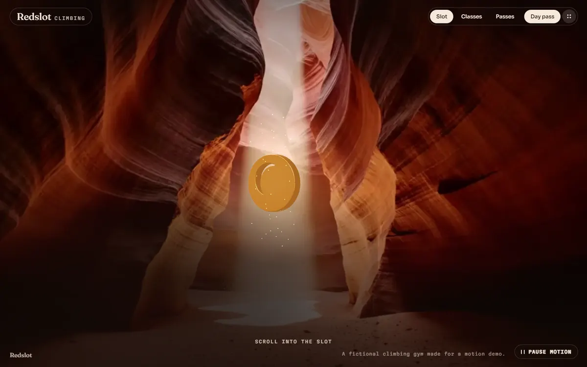 Redslot Slot Canyon Film and a Brass Carabiner in the Light website template