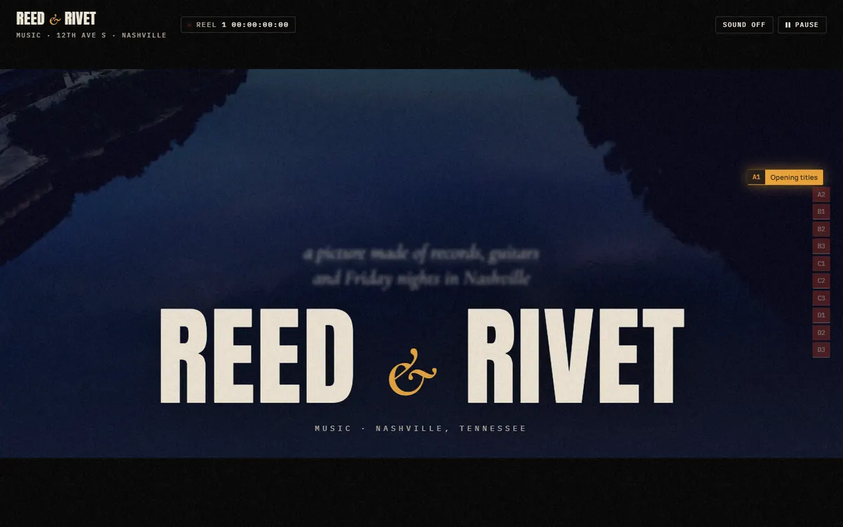 Reed & Rivet Music. A Record Store That Plays Like a Movie website template