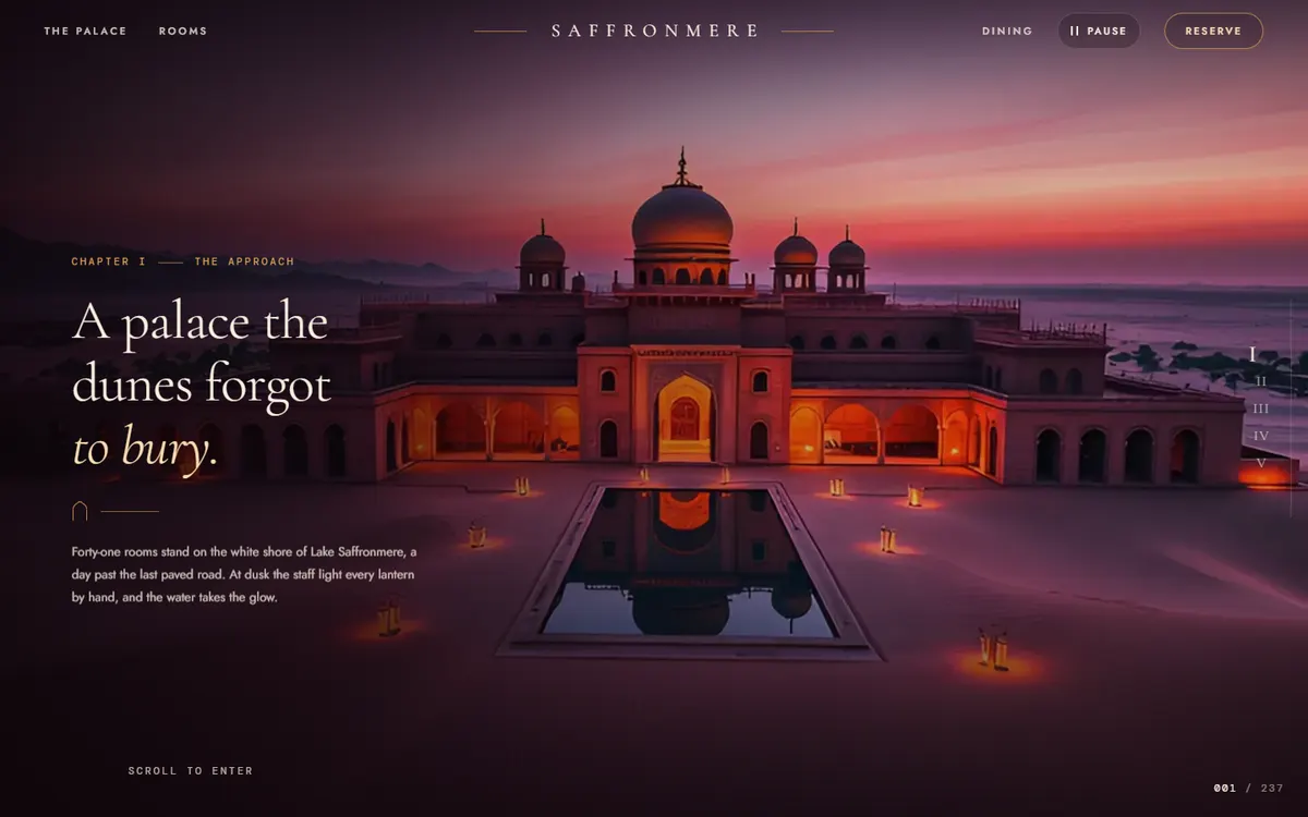 Saffronmere Lantern-Lit Palace Fly-Through website template