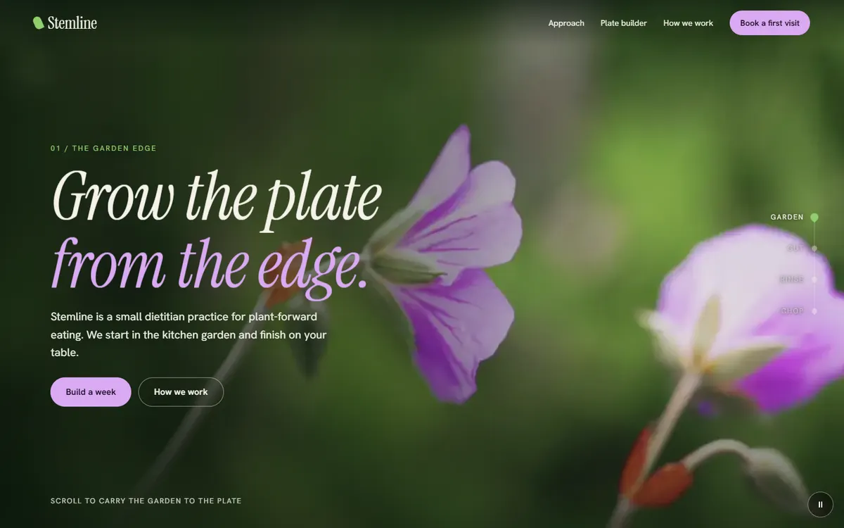 Stemline: Carry the Garden to the Plate as You Scroll website template