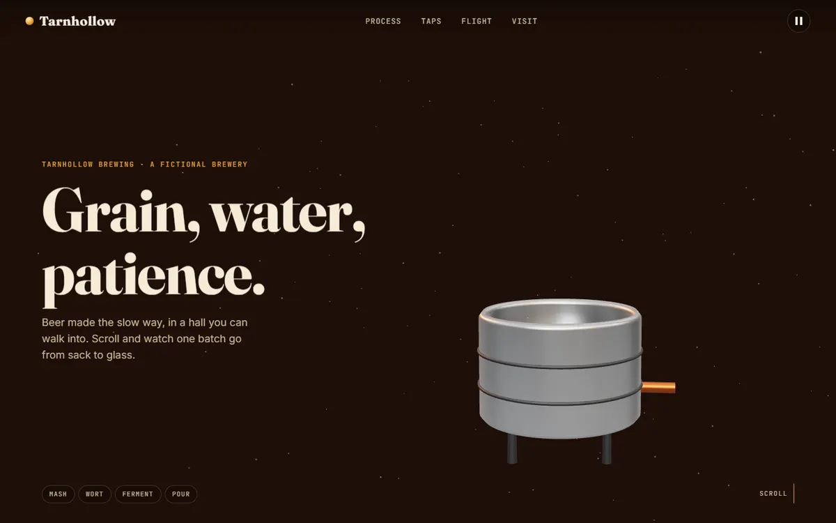 Tarnhollow Brewery That Brews as You Scroll website template