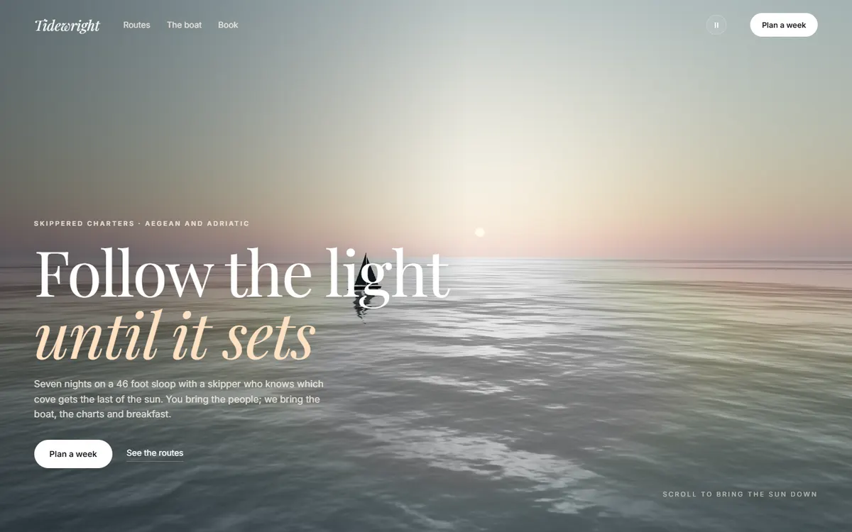 Tidewright Live Ocean Sunset website template