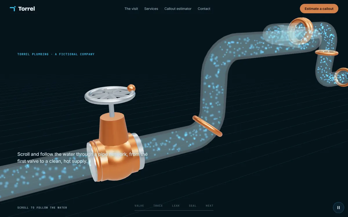 Torrel Plumbing Pipes That Leak and Seal on Scroll website template