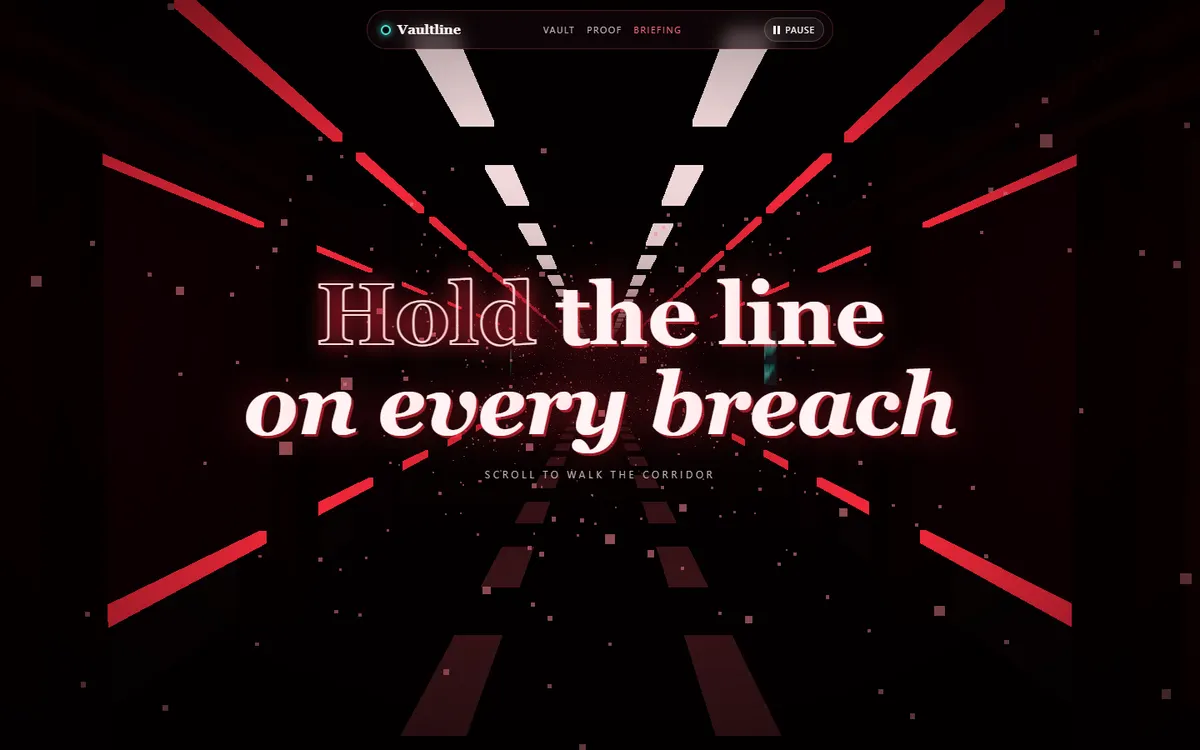 Vaultline Corridor to an Opening Vault website template