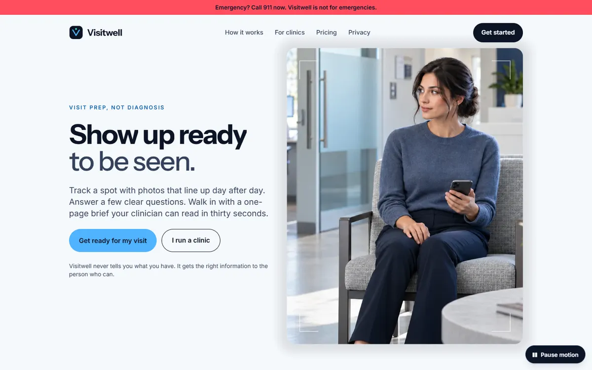 Visitwell Patient Visit Prep Photo Story website template
